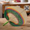 Chinese Style Hand-woven Fan Bamboo Heart Shaped Fan Weave Crafts Colorful Bamboo Fan  Cooling