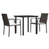 VidaXL 3-piece Garden Dining Set Cushions Braided Resin Steel 3186953