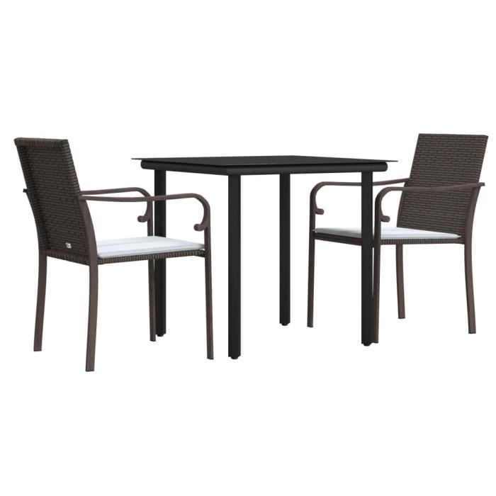 VidaXL 3-piece Garden Dining Set Cushions Braided Resin Steel 3186953