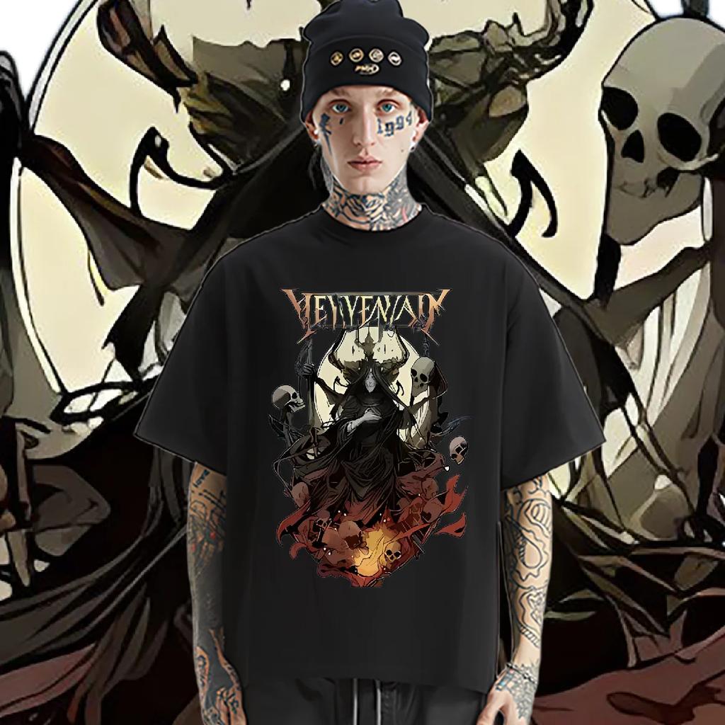 Футболка с черепом большого размера, свободная, с круглым вырезом, Y2k, унисекс, с графическим принтом, уличная одежда, быстросохнущая, хип-хоп футболка