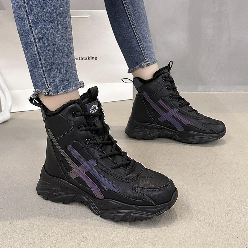 Снежные ботинки, короткие ботинки, зимние плюшевые толстые хлопковые ботинки, большие хлопковые ботинки