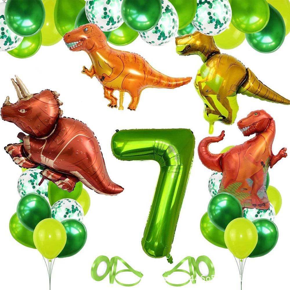 Динозавр 1-9 лет день рождения воздушный шар фон украшения номер набор день рождения номер воздушный шар набор зеленый 