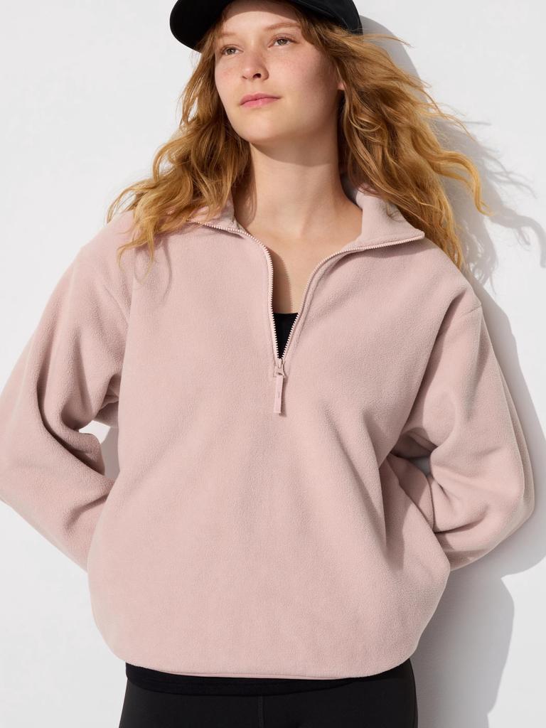 Uniqlo Японский флисовый свитер с застежкой-молнией на половину длины
