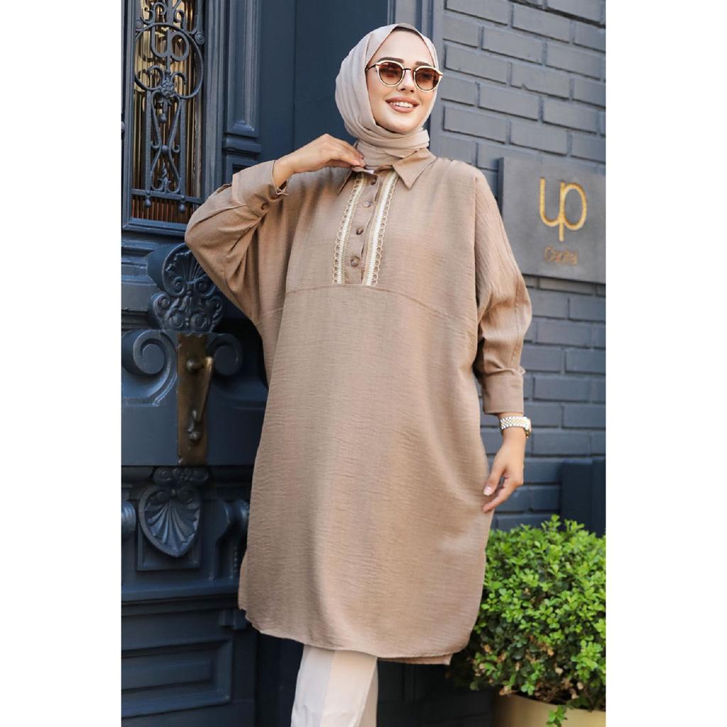 Коричневая туника-хиджаб на пуговицах 663х