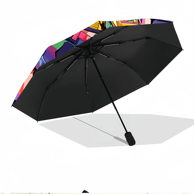 Singer Print Automatic Open Close Umbrella, Portable Foldable Umbrella, for Outdoor Commute Camping Trip, Ideal Birthday Gift