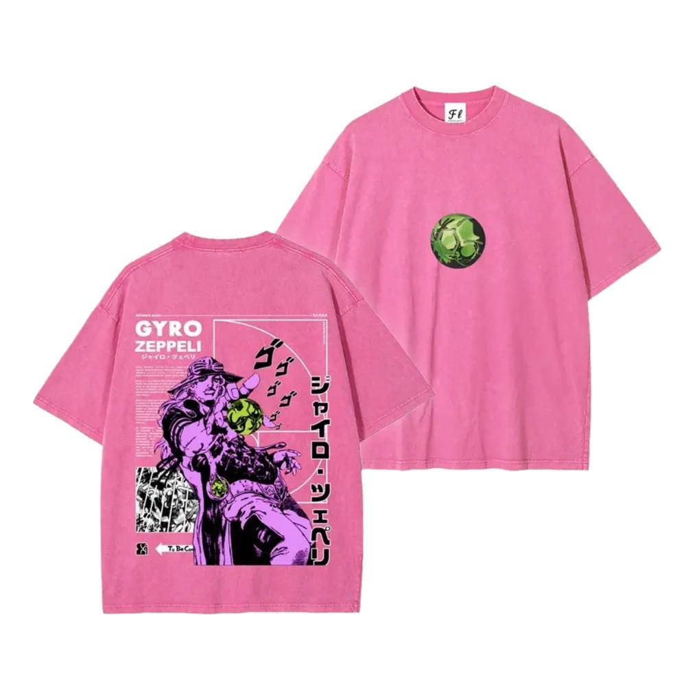 Аниме JoJo's Bizarre Adventure Футболка Yk Стиранный Хлопок Летняя С Коротким Рукавом Повседневная Свободная Футболка Топы Мужская Женская Унисекс Одежда