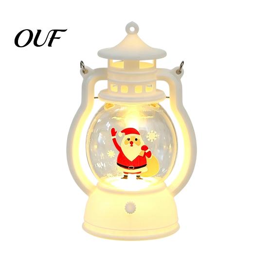 LED Warm Light Lamp Christmas Lantern Night Light, Retro Santa/Snowman/Tree Handheld Oil with Decorative Holiday LED, Cute Tabletop Decor, Xmas