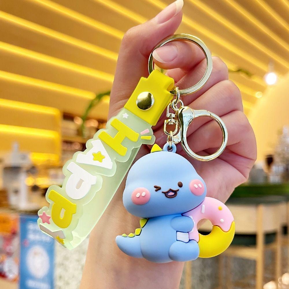 Cute Cartoon Animal Key Ring 3D Car Key Chain Accessories Little Dinosaur Keychain Bag Charm