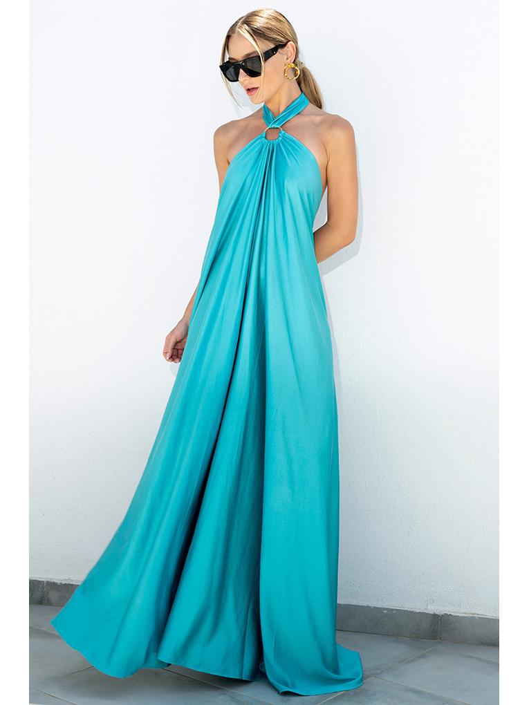 Летнее женское сексуальное вечернее платье из атласа на бретелях-спагетти 2023