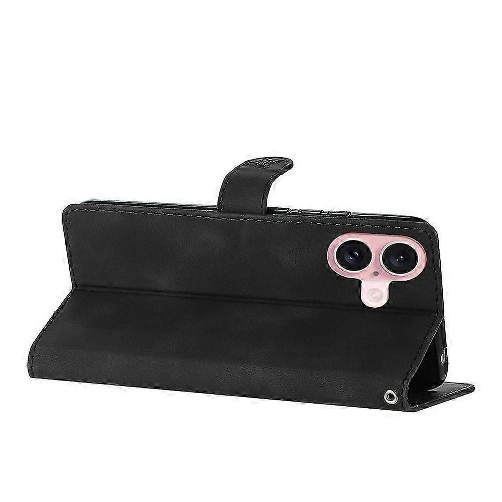 Compatible For iPhone 17 Case Leather Imprinted Flower Phone Cover Wallet with Wrist Strap