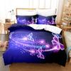 Purple Duvet Cover Set 3D Polyester Comforter Cover Lavender Butterfly Romantic Theme King Queen Size For Kids Girls Women Boys
