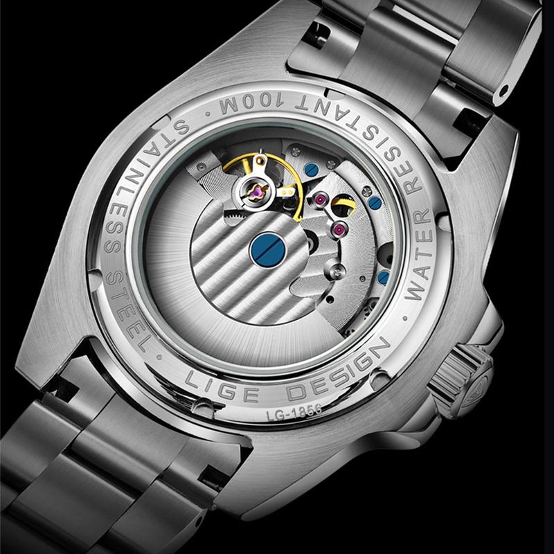 LIGE top Luxury Watch Men's Automatic Mechanical Tourbillon Clock Fashion Military Watch Men's Stainless Steel Waterproof Watch
