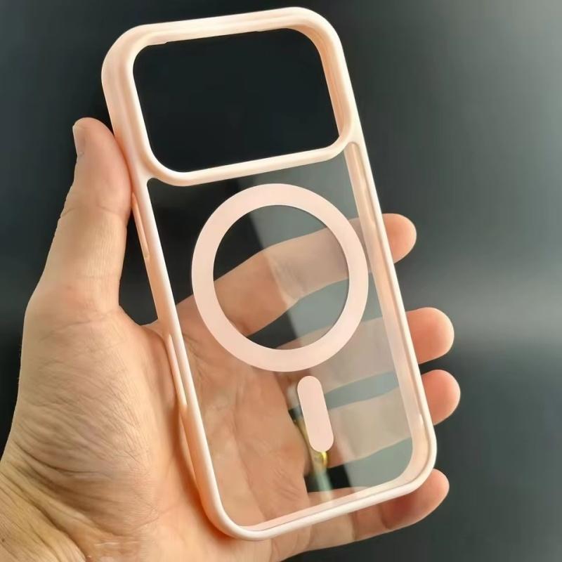 Роскошный противоударный чехол Magsafe для беспроводной зарядки для iPhone 17 Air 16e 15 14 Plus 13 12 Mini Pro Max Прозрачная магнитная крышка