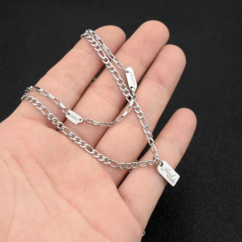 Маленькая и изысканная двухслойная цепочка на ключицы, короткая цепочка на шею из нержавеющей стали, тот же стиль, что и у ведущего прямой трансляции