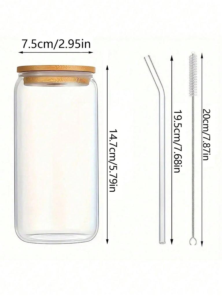 500ml Glass Cup With Lid and Straw Transparent Bubble Tea Cup Juice Glass Beer Can Milk Mocha Cups Breakfast Mug Drinkware