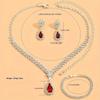 Набор из 3 предметов Красный Водный Доп Камень Ожерелье Серьги Браслет Полный Кристальный Камень Ожерелье Синий Зеленый Красный Цвет Подвеска Женский Циркон