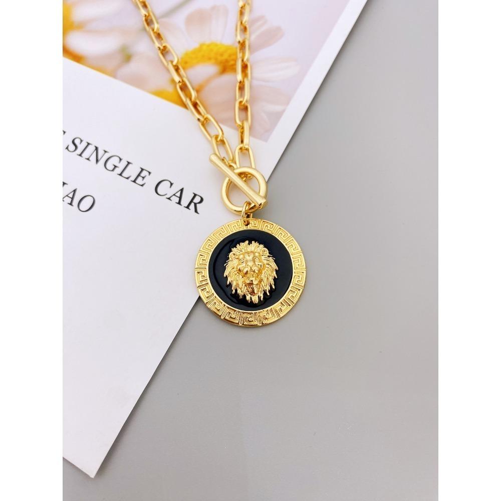 Преувеличенное короткое ожерелье с подвеской в ​​виде головы льва, ювелирное колье из цинкового сплава для женщин