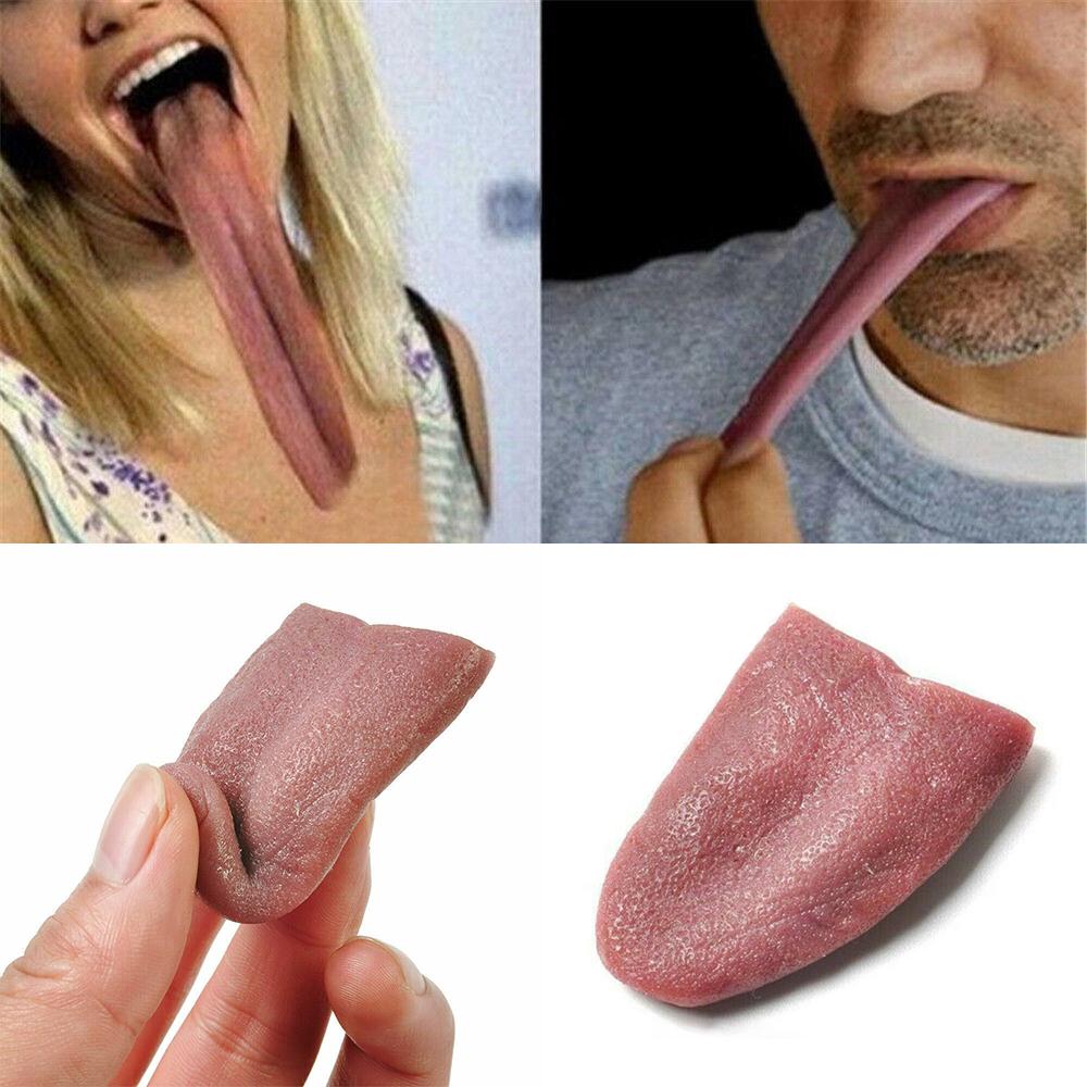 1PC Steel Needle Tongue Piercing Magician Props Halloween Fool's Day Trickery Toys Fake Simulation Magic Realistic Fake Tongue Prank
