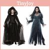 Halloween Costume For Women Ghost Bride Witch Vampire With Cape Elastic Fabric S-xxl
