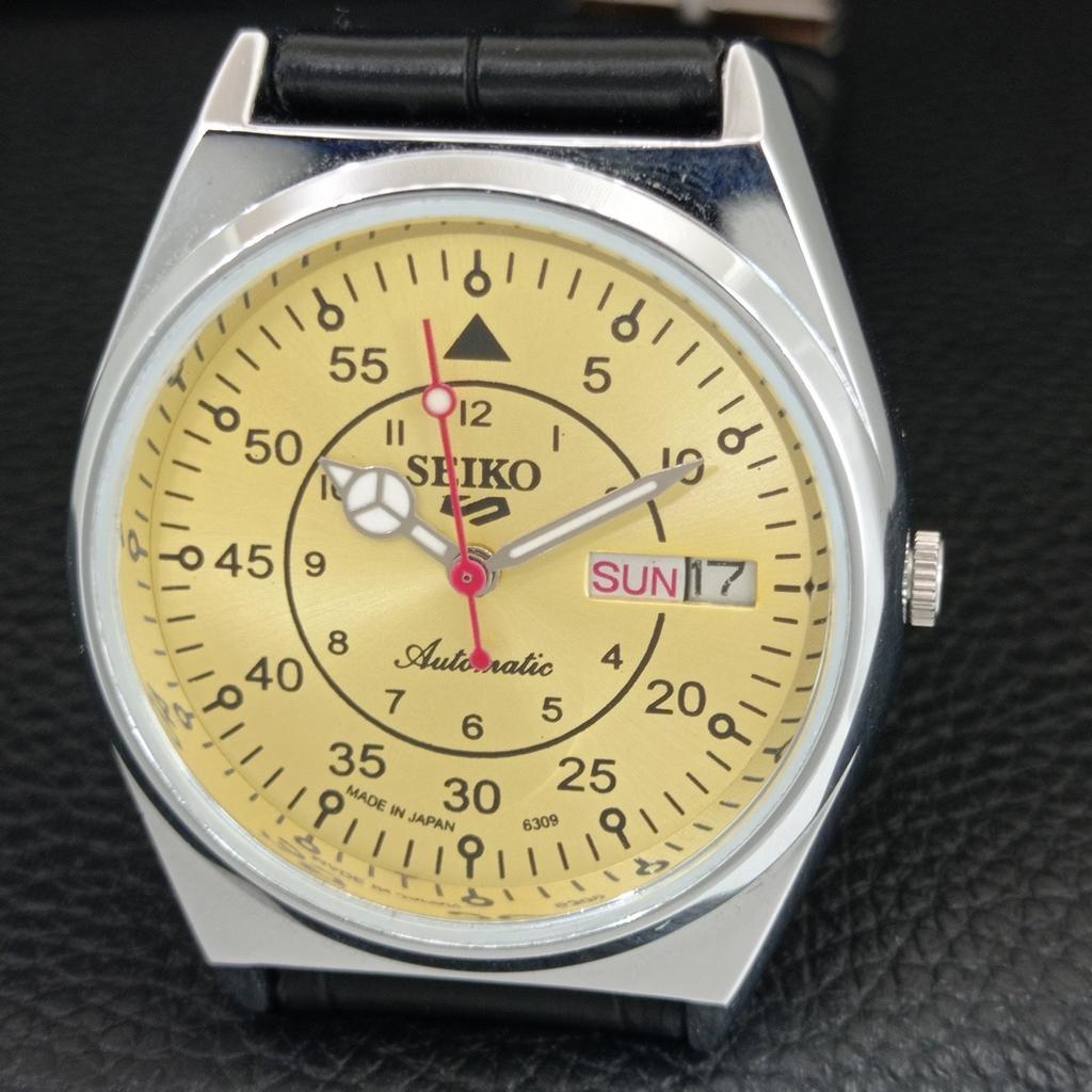 АВТОМАТИЧЕСКИЕ ВИНТАЖНЫЕ ОТРЕСТАВРИРОВАННЫЕ МУЖСКИЕ ЧАСЫ SEIKO 5 ЯПОНИЯ ЗОЛОТОЙ ЦИФЕРБЛАТ a444783-1
