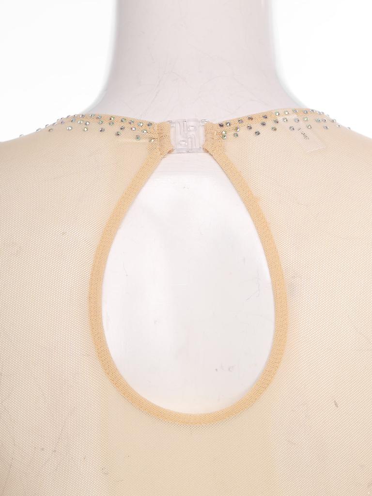 Женский костюм для фигурного катания с блестящими стразами, сетчатой вставкой, встроенными трусиками, платья градиентного цвета