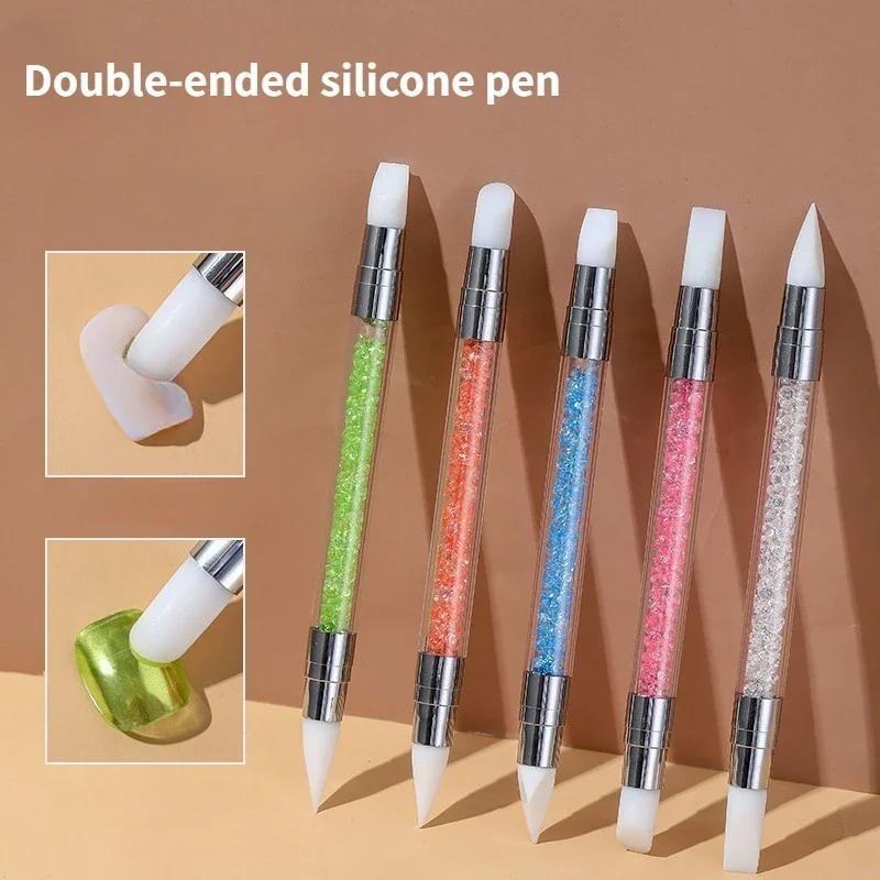 Двойная силиконовая ручка для дизайна ногтей, ручка для лепки цветов, регулируемый клей-карандаш, ручка для тиснения, кисточка для дизайна ногтей, инструменты для дизайна ногтей