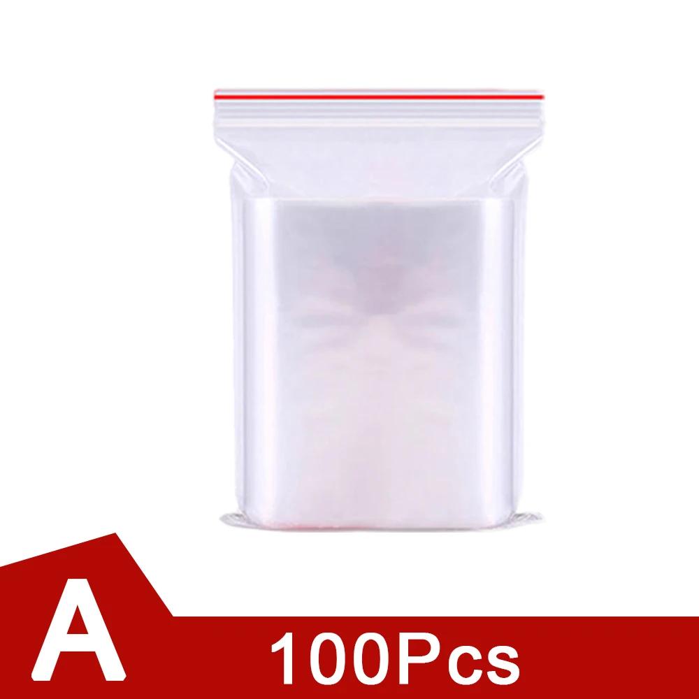 100Pcs Transparent Plastic Bags Reclosable Selaing Bag For Jewelry Food Gifts Packaging Organizer Pouch Reusable Storage Bags