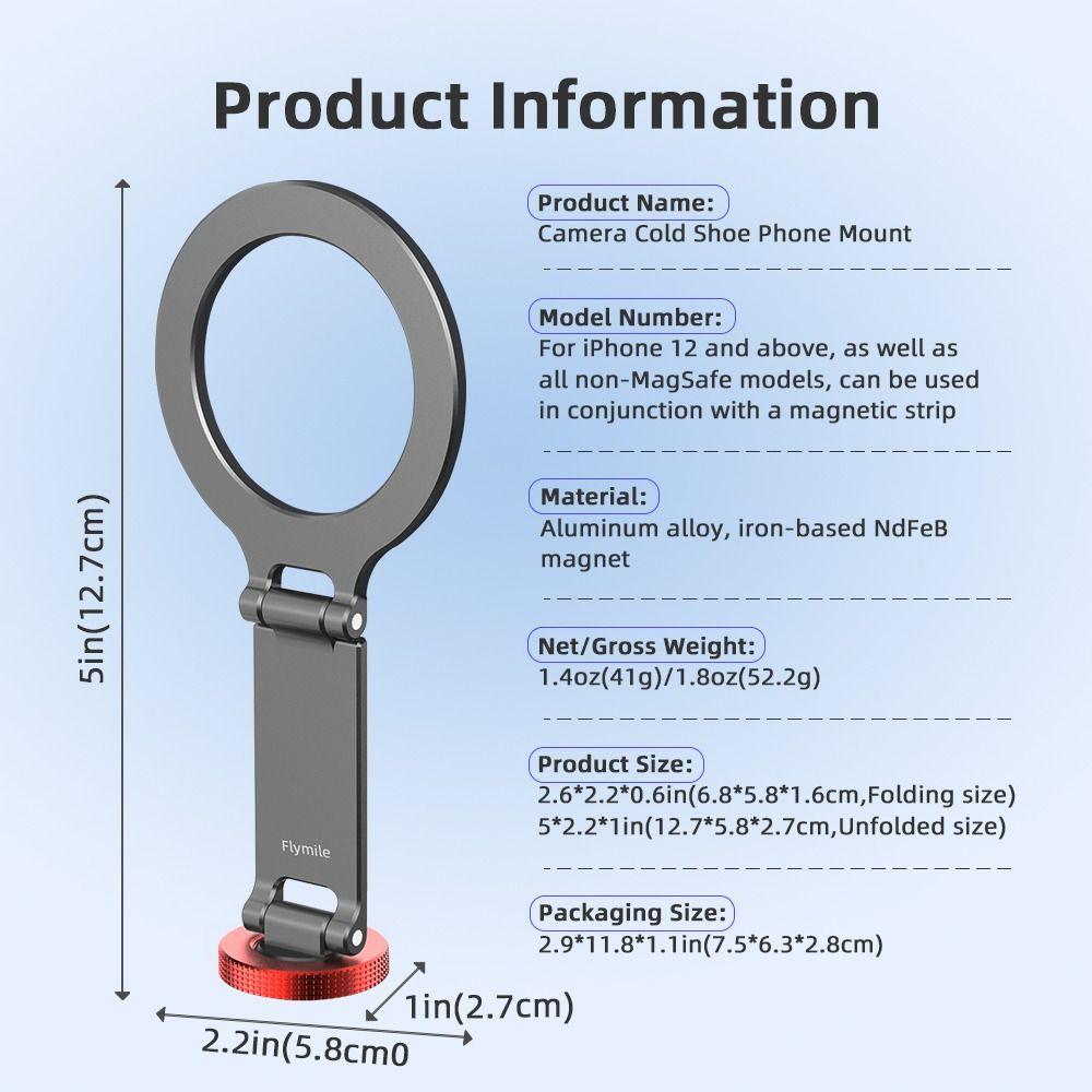 Adjustable Hot Shoe Magnetic Phone Holder for iPhone /Samsung /Xiaomi for MagSafe