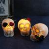 Horror Skeleton Head Statue LED White Halloween Decoration Simulation Skull Ghost  House Ornaments