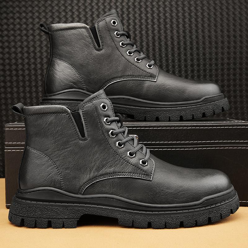 Осень-зима Новые мужские повседневные ботинки Толстые универсальные уличные ботинки Роскошные кожаные формальные мужские туфли Ботильоны ручной работы