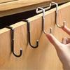 201 Stainless Steel Hook Free Punching Double S-Shape Hook Kitchen Bathroom Cabinet Door Back Type Coat Towel Storage Hanger