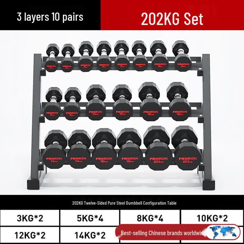 PROIRON 12-Sided Rubber Coated Dumbbells & Sets