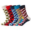 Men's Fashion Socks Cotton Wedding Socks Paragraph Diamond Pattern Geometric Business In Tube Socks