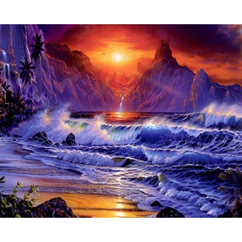Diamond Embroidery Waterfall Landscape Picture Of Rhinestone 5D Diamond Painting Mosaic Needlework Handmade Gift