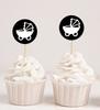 Darling Souvenir Baby Pram Baby Shower Cupcake Toppers Dessert Decorations - Pack Of