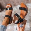 Women's Shoes  Summer Solid Color Open Toe Women's Sandals Fashion Large Size One-Line Buckle Strap High Heel Sandals
