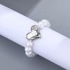 Imitation Pearl Beaded Stretch Finger Rings For Women Girl Korean Sweet Heart Jewelry Accessories Gift Party