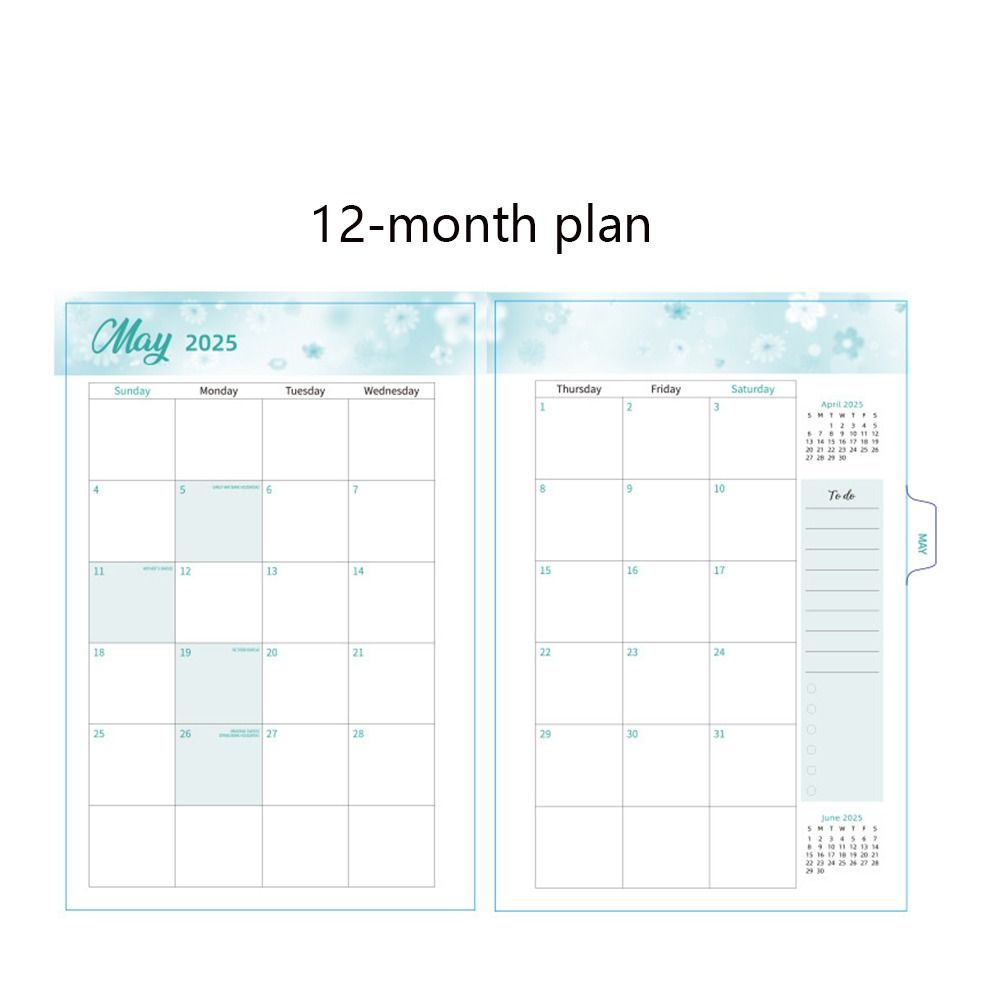 Monthly 2025 English Agenda Book Loose-leaf Coil A5 Schedule  Planner  School Stationery