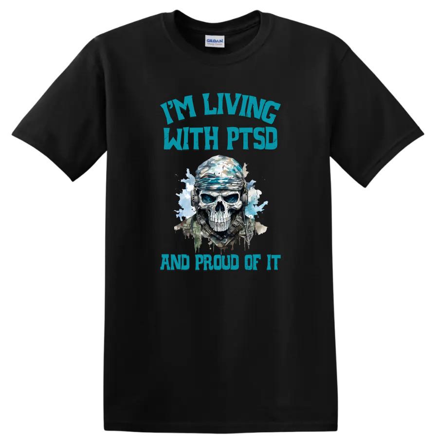 PTSD Awareness Skull Graphic T Shirt Proud Military Veteran Tee