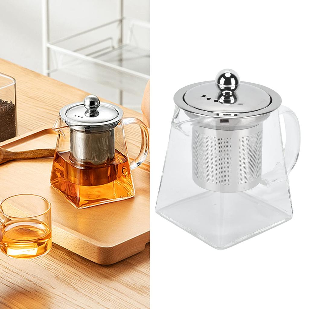 Прозрачный стеклянный чайник 350 мл Съемный 304 нержавеющий стальной термочайник с ручкой для рассыпного чая (350мл)