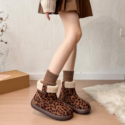 Ретро ветер бархатные короткие ботинки теплые зимние ботинки женские осенне-зимние модные замшевые универсальные серия Мори средняя голень плоская подошва зимние ботинки