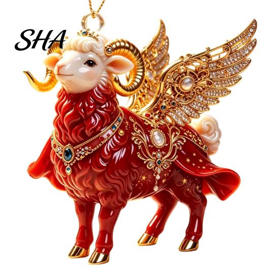 Winter Wonderland Party Supplies 2D Flat Christmas Sheep Hanging Ornament with Lanyard, Acrylic Custom Gifts Tree Pendant for Home Festive Decor