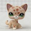 LPS CAT настоящий Littlest pet shop, милые игрушки, фигурка, редкая стоячая короткошерстная кошка, оригинал #852, коричневый, пятнистый, леопардовый, котенок, лунные глаза