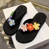 Seaside Vacation Beach Sandals Women Summer Wear 2025 New Fashion Flower Flip-flops Thick Bottom Cool Slippers Women