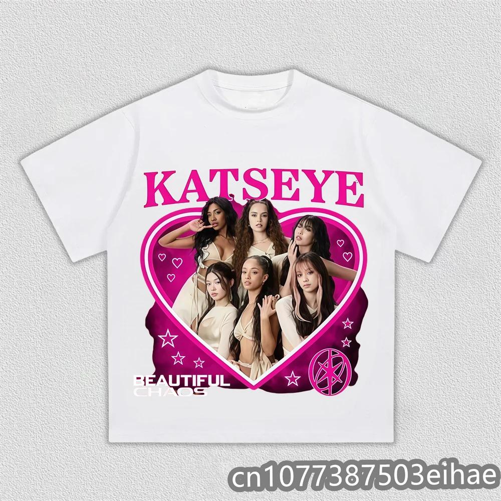 Katseye Kpop Tshirt Trendy Outfits Casual Cool Aesthetic Oversized Tee Shirt Gift Kpop Fans Street Y2k Hip Hop Female Clothing