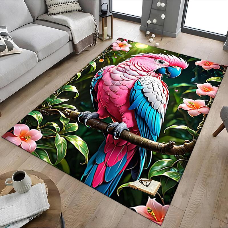 1PC parrot, jungle Extra Large Non Slip Floor carpet, Office, family, Studio Large Area Rug Indoor Rugs, Bold Statement Piece