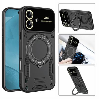 Противоударный чехол-накладка Armor для iPhone 17 с защитой объектива для iPhone 17 Pro Max 17 Air 17 Plus Магнитное кольцо-держатель для автомобиля Противоударный чехол