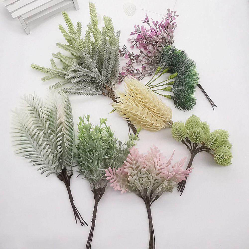 6PCS/Bundle Wreath Home Decor Xmas Ornament Artificial Flowers Faux Grass Simulation Plants Pine