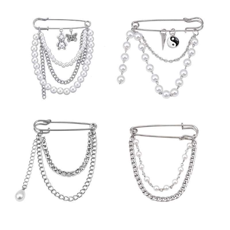 Novelty Lapel Pin Pearls Rhinestones Crystal Lapel Pin Jewelry Brooch Photo Props Delicate Crystal Brooch Pin Brooch