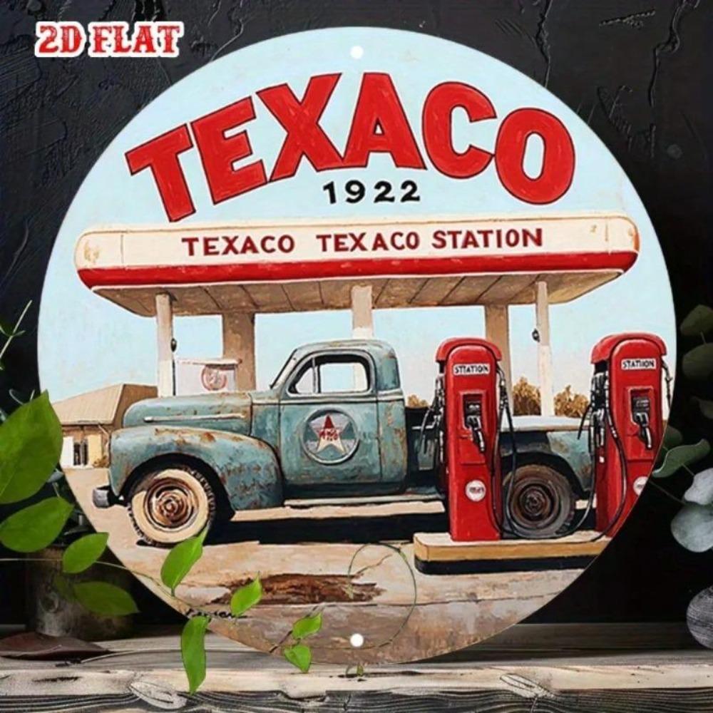Винтажная металлическая жестяная вывеска Texaco Retro Грузовик Настенный Декор 7,87 Дюйма Круглая